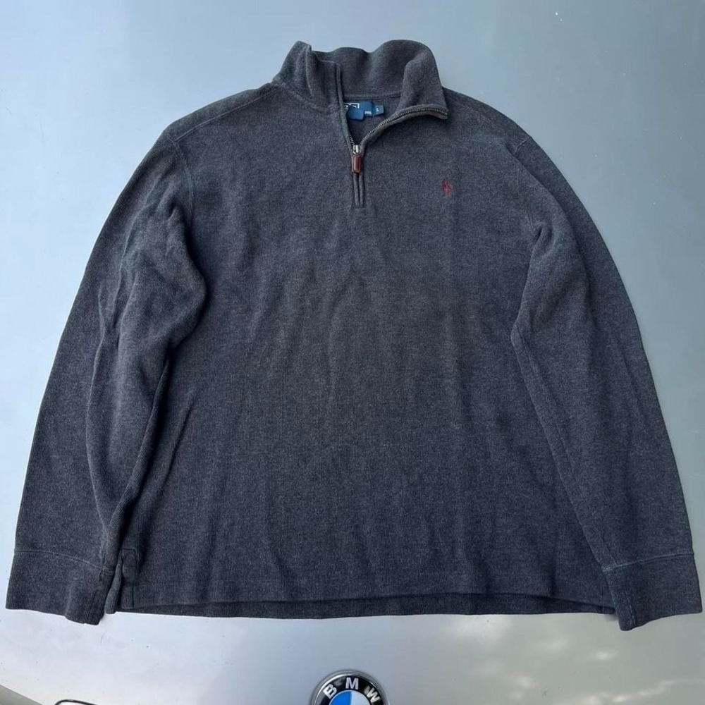 Vtg Grey Polo Ralph Lauren 1/4 zip jumper